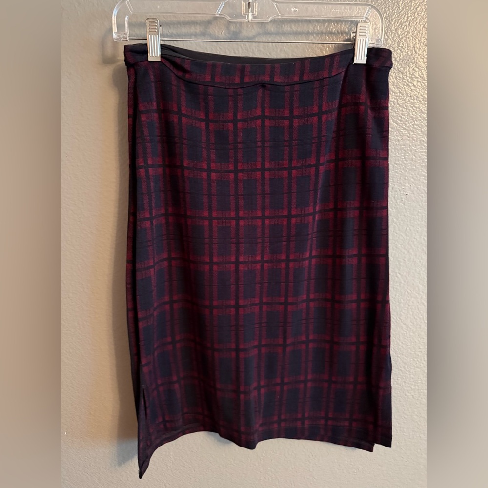 Lysse Red and Blue Plaid Pencil Skirt